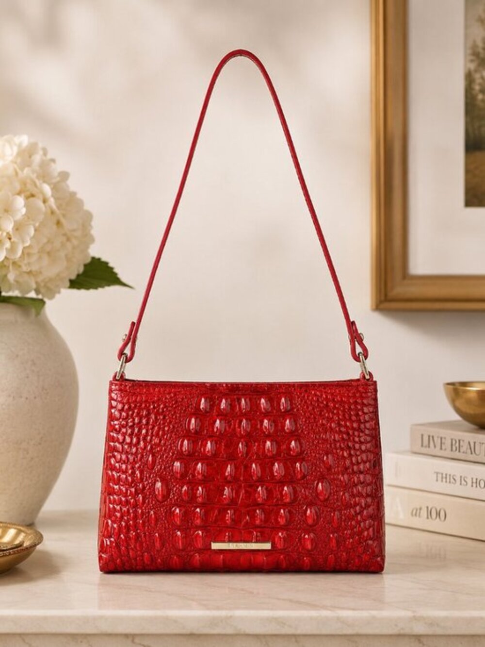 Brahmin Lorelei Shoulder Bag Red Dragon Melbourne Leather NWT